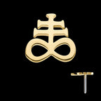 Leviathan Cross Flatback Stud Earring / Nosering - 14Kt Gold