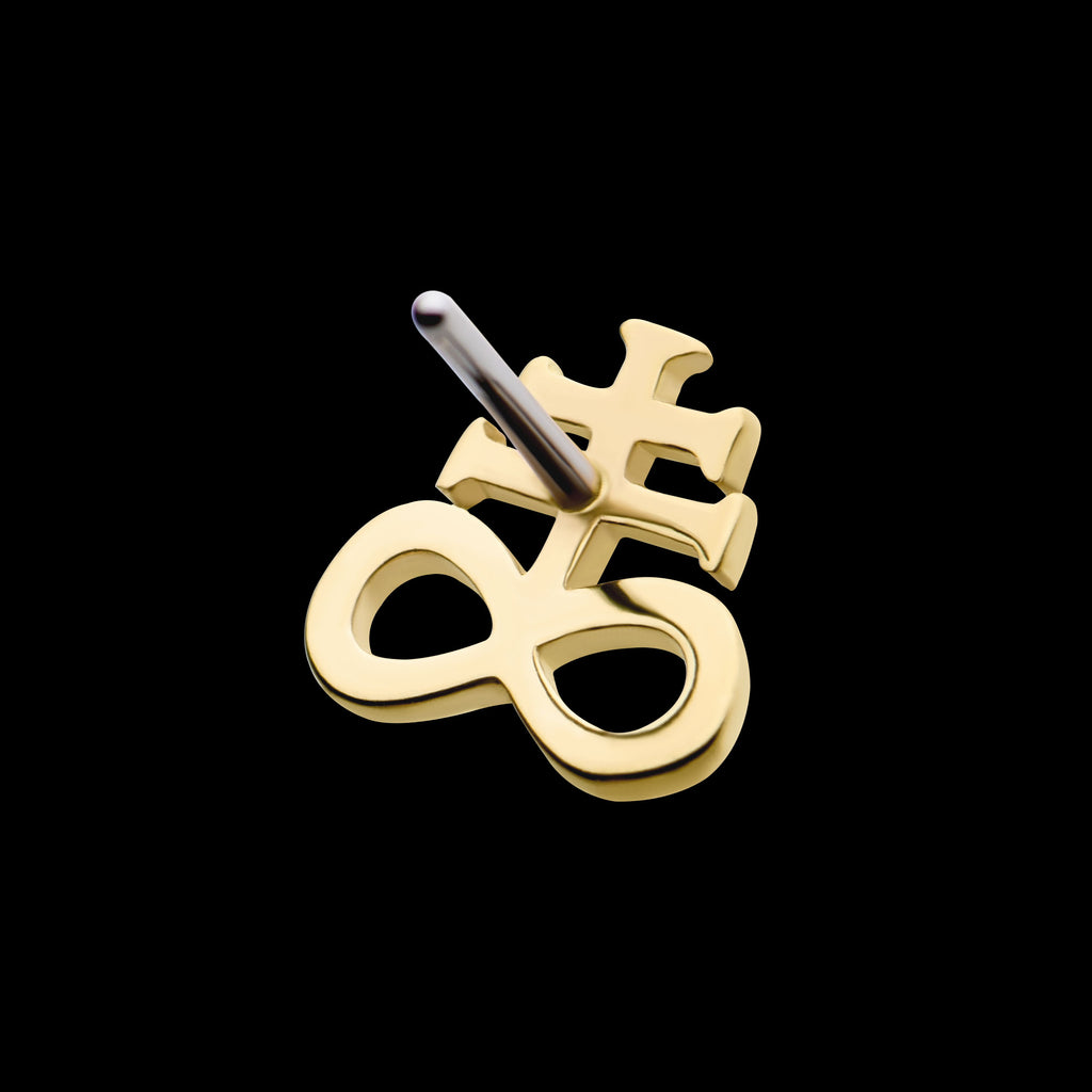 Leviathan Cross Flatback Stud Earring / Nosering - 14Kt Gold