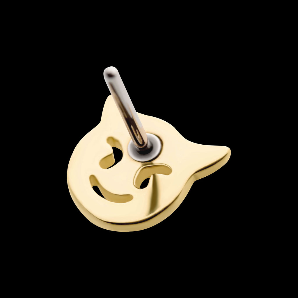 Cut Out Devil Emoji Flatback Stud Earring / Nosering - 14Kt Gold