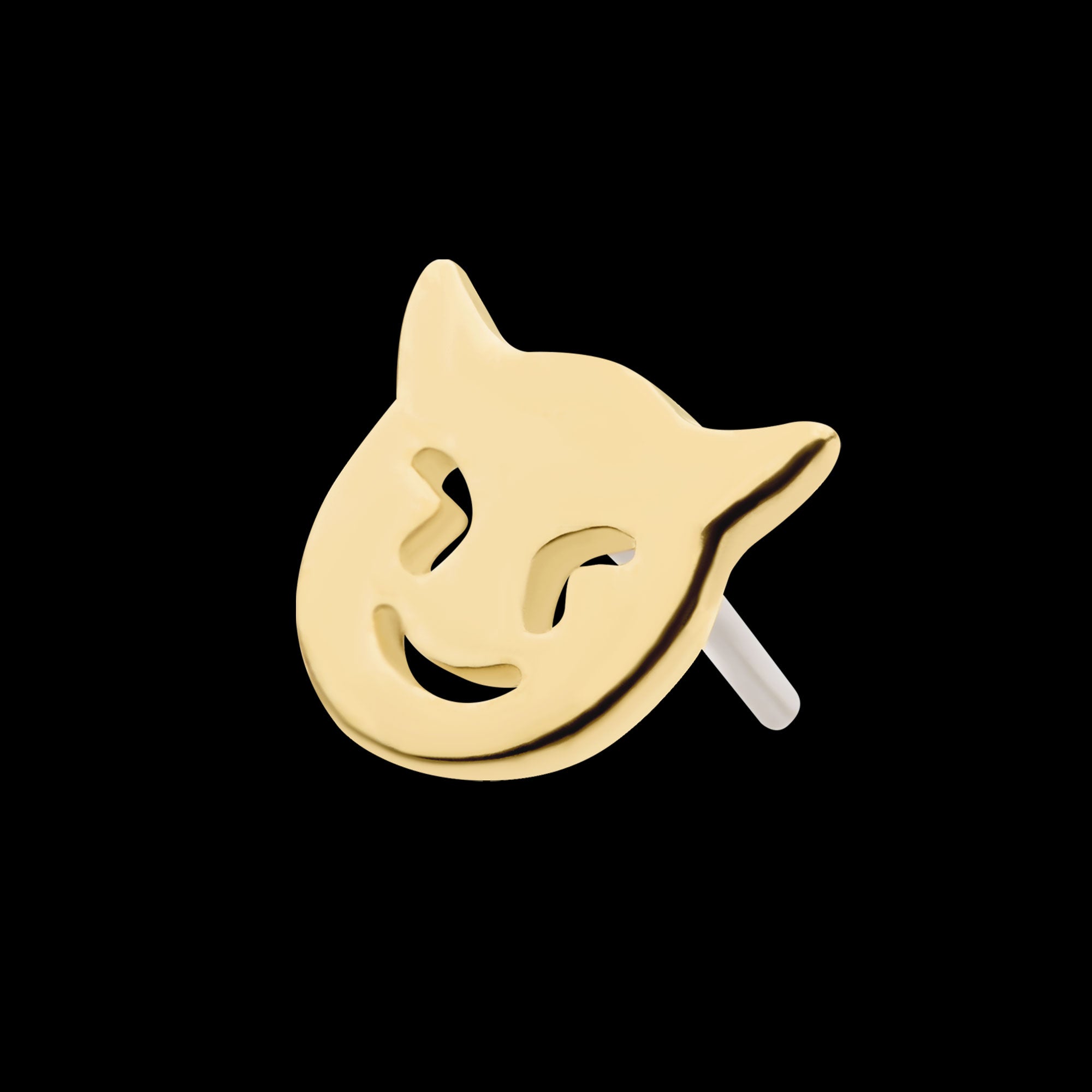 Cut Out Devil Emoji Flatback Stud Earring / Nosering - 14Kt Gold
