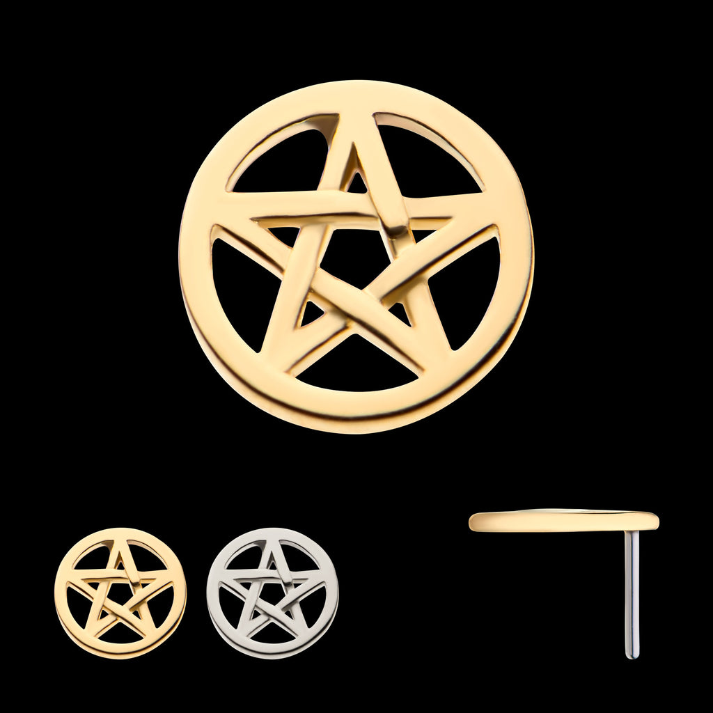Pentacle Flatback Stud Earring / Nosering - 14Kt Gold