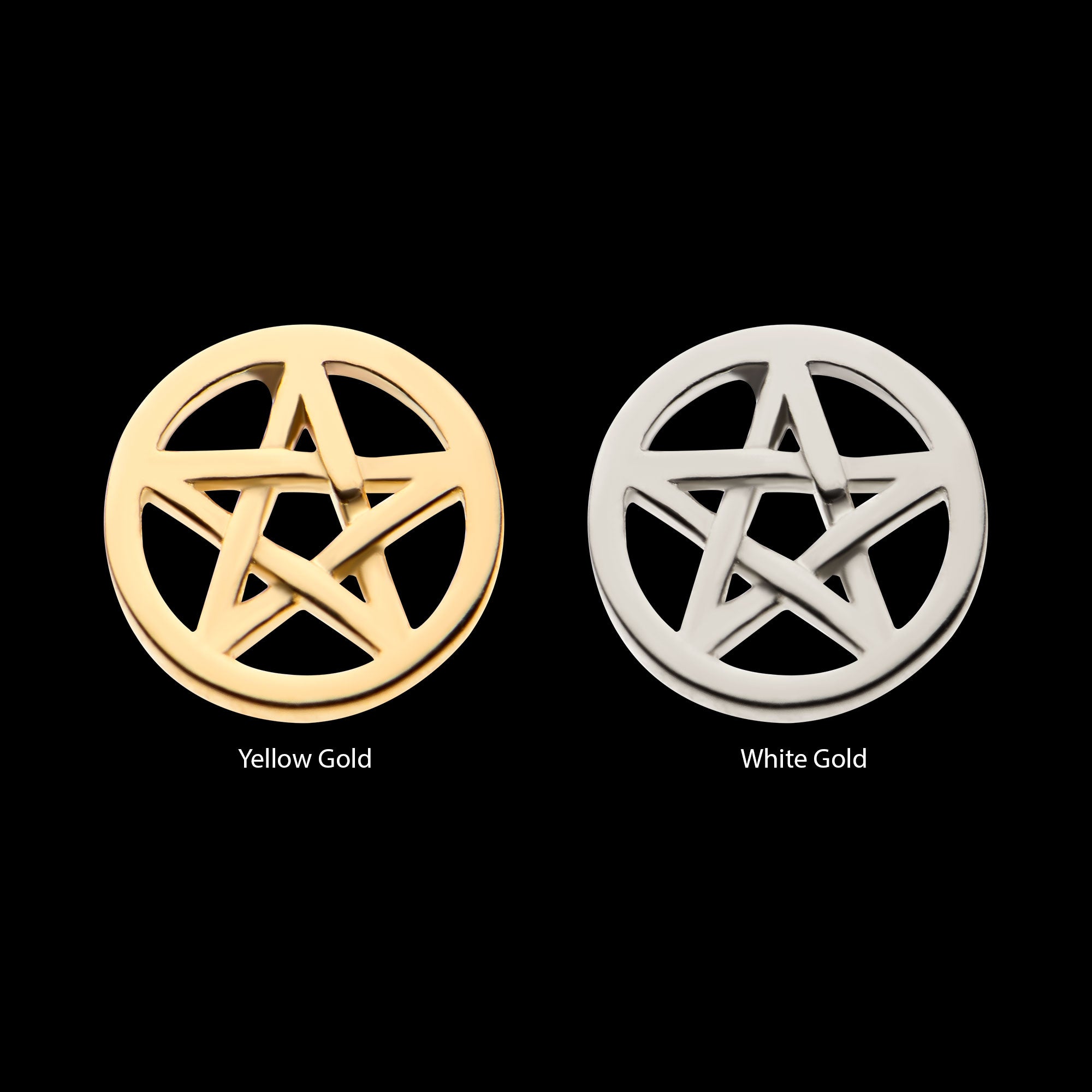 Pentacle Flatback Stud Earring / Nosering - 14Kt Gold