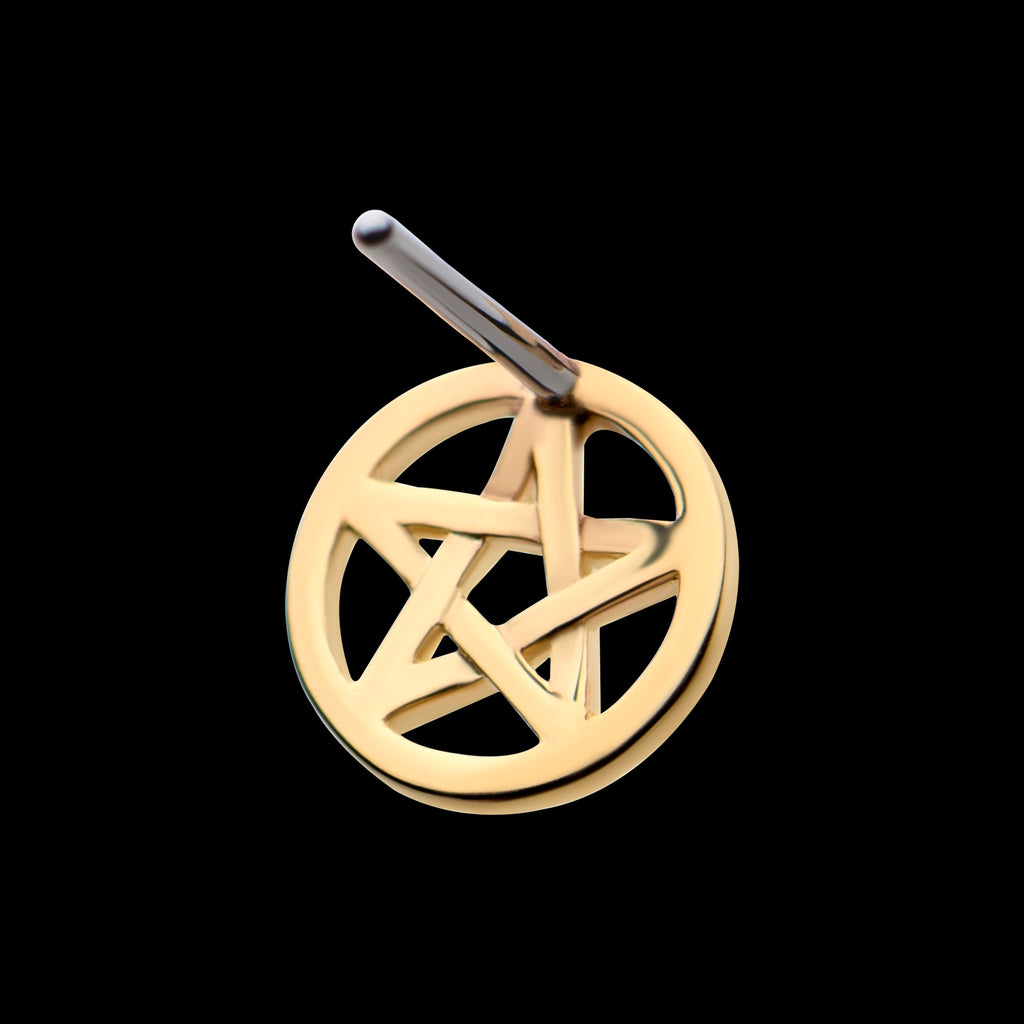 Pentacle Flatback Stud Earring / Nosering - 14Kt Gold