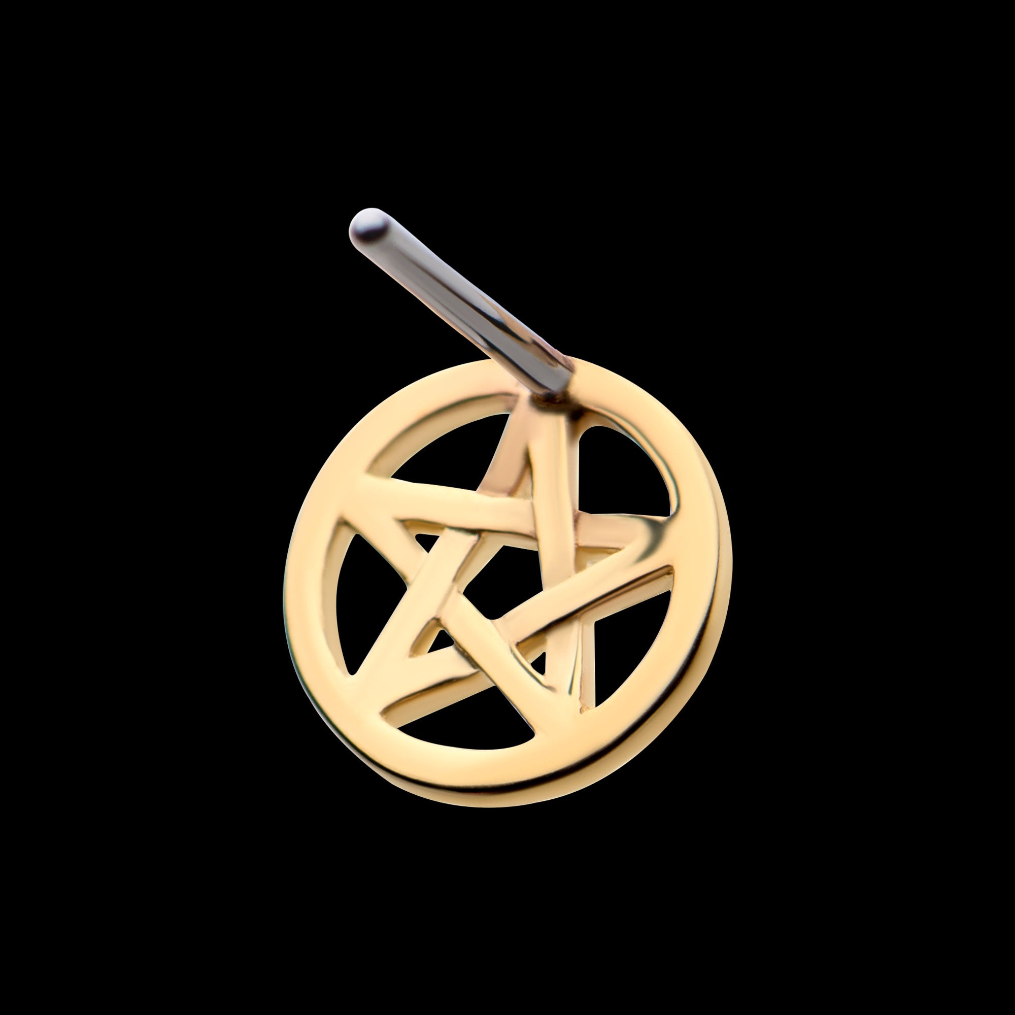 Pentacle Flatback Stud Earring / Nosering - 14Kt Gold