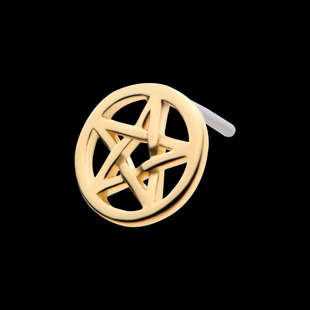 Pentacle Flatback Stud Earring / Nosering - 14Kt Gold
