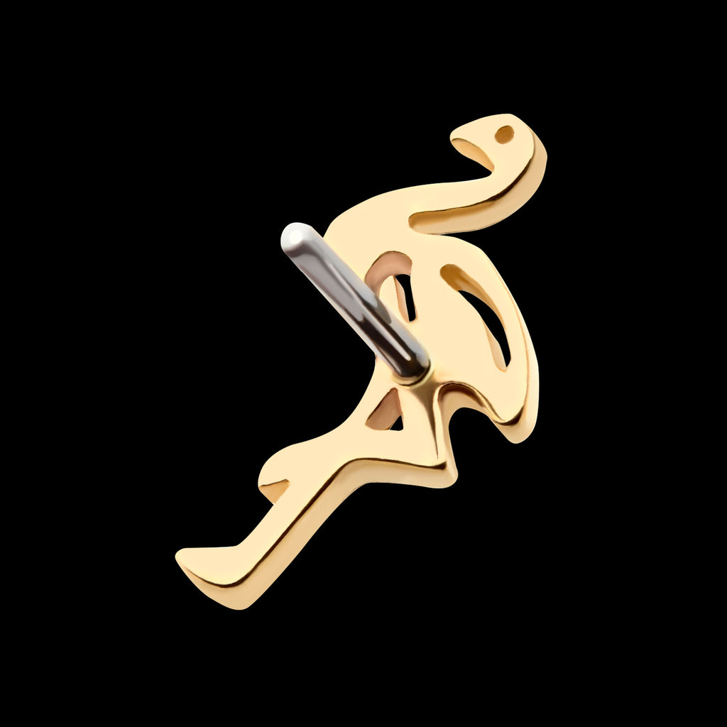 Flamingo Flatback Stud Earring / Nosering - 14Kt Yellow Gold