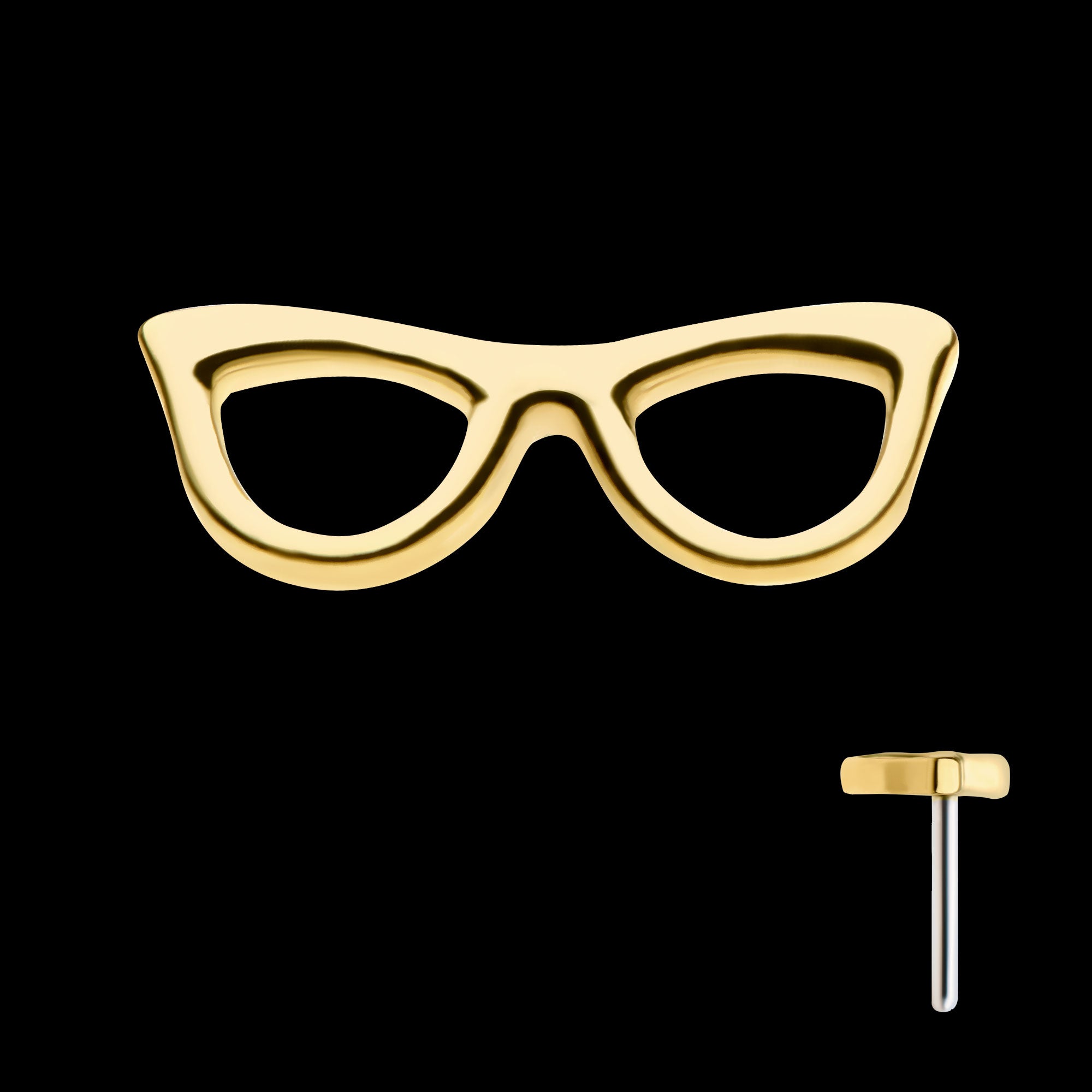 Eyeglasses Flatback Stud Earring / Nosering - 14Kt Yellow Gold