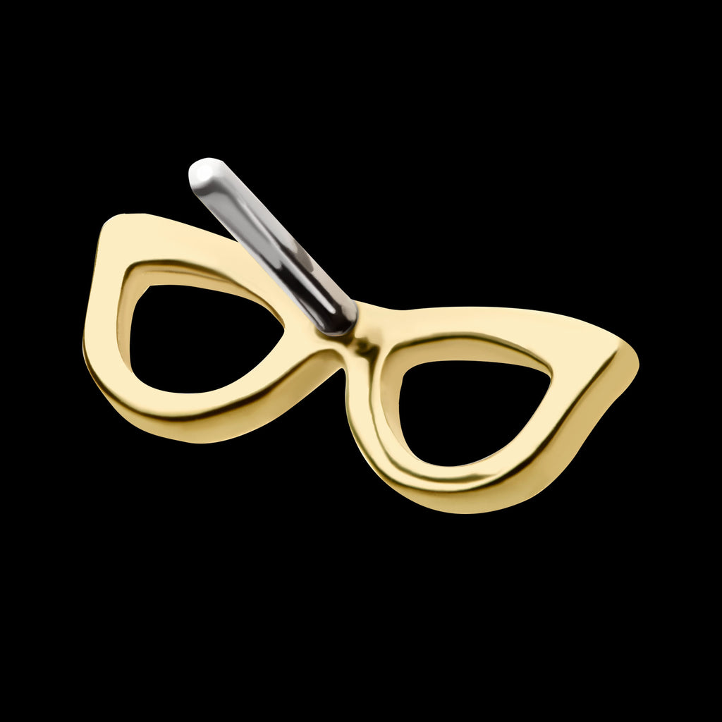 Eyeglasses Flatback Stud Earring / Nosering - 14Kt Yellow Gold