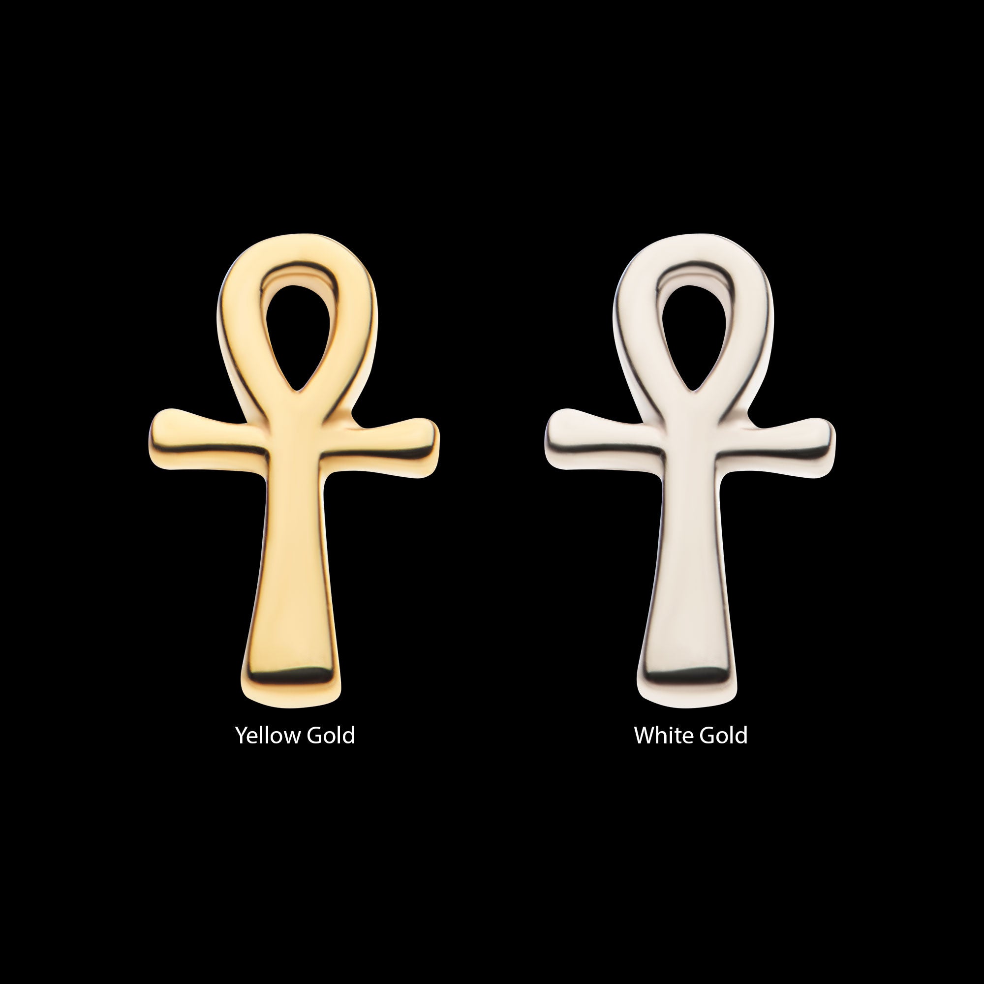 Ankh Egyptian Cross Flatback Stud Earring / Nosering - 14Kt Gold