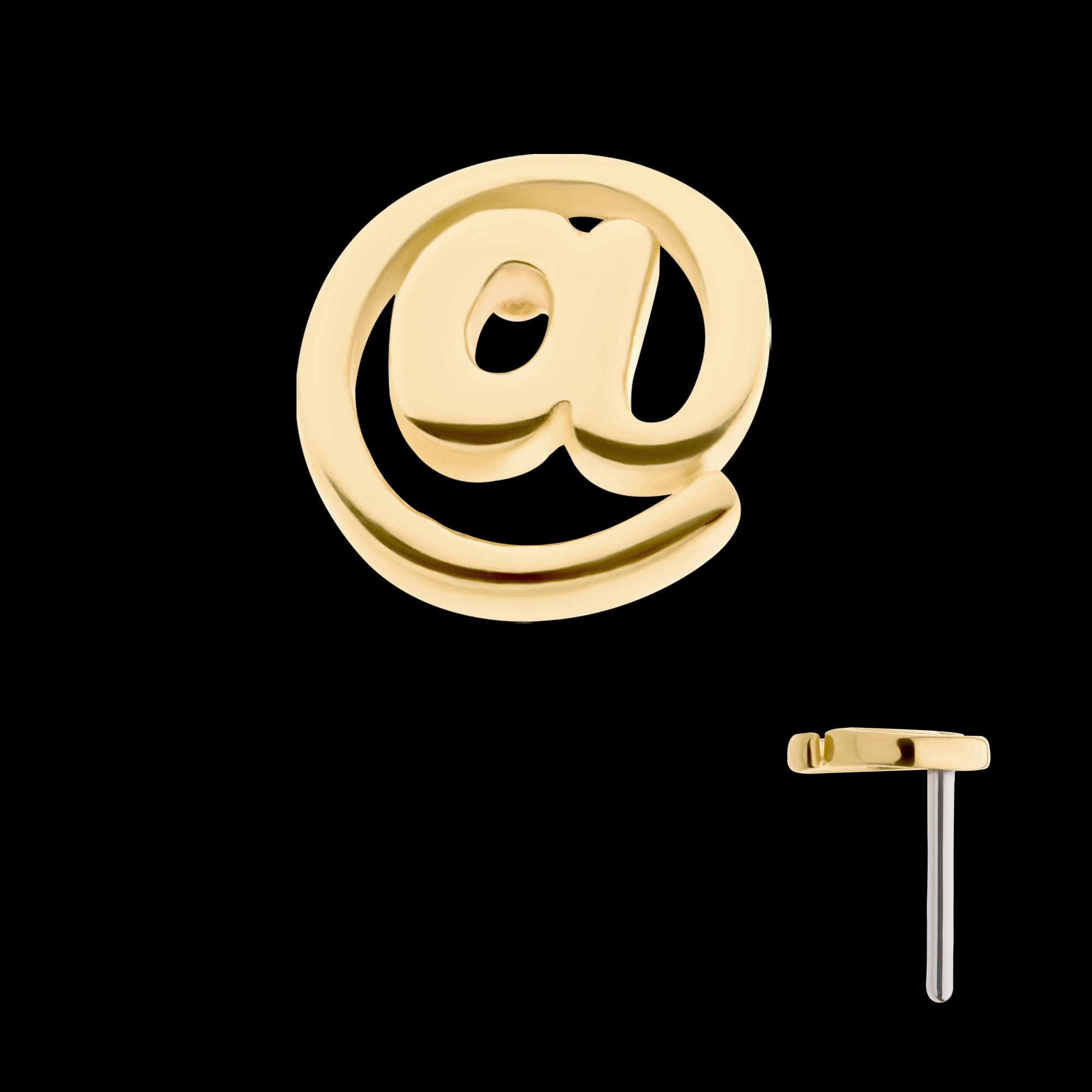 At Symbol Flatback Stud Earring / Nosering - 14Kt Gold