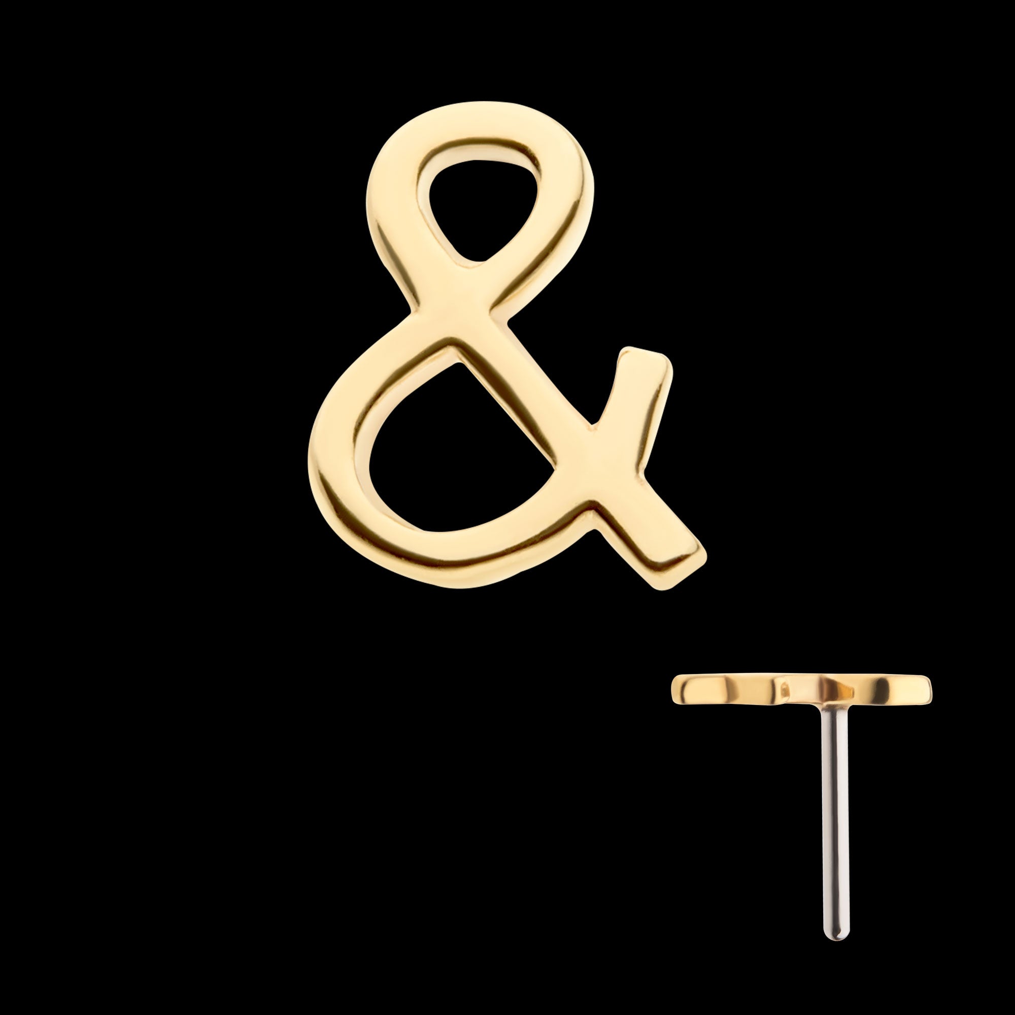 Ampersand Symbol Flatback Stud Earring / Nosering - 14Kt Gold
