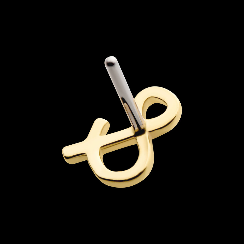 Ampersand Symbol Flatback Stud Earring / Nosering - 14Kt Gold