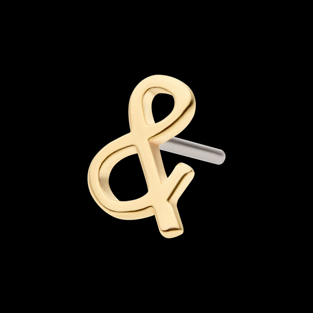 Ampersand Symbol Flatback Stud Earring / Nosering - 14Kt Gold
