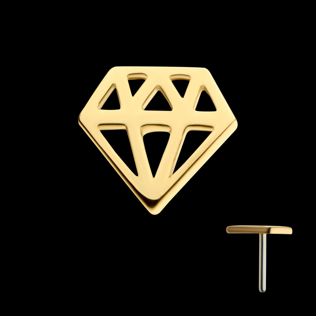 Diamond Symbol Flatback Stud Earring / Nosering - Diamond in 14Kt Gold