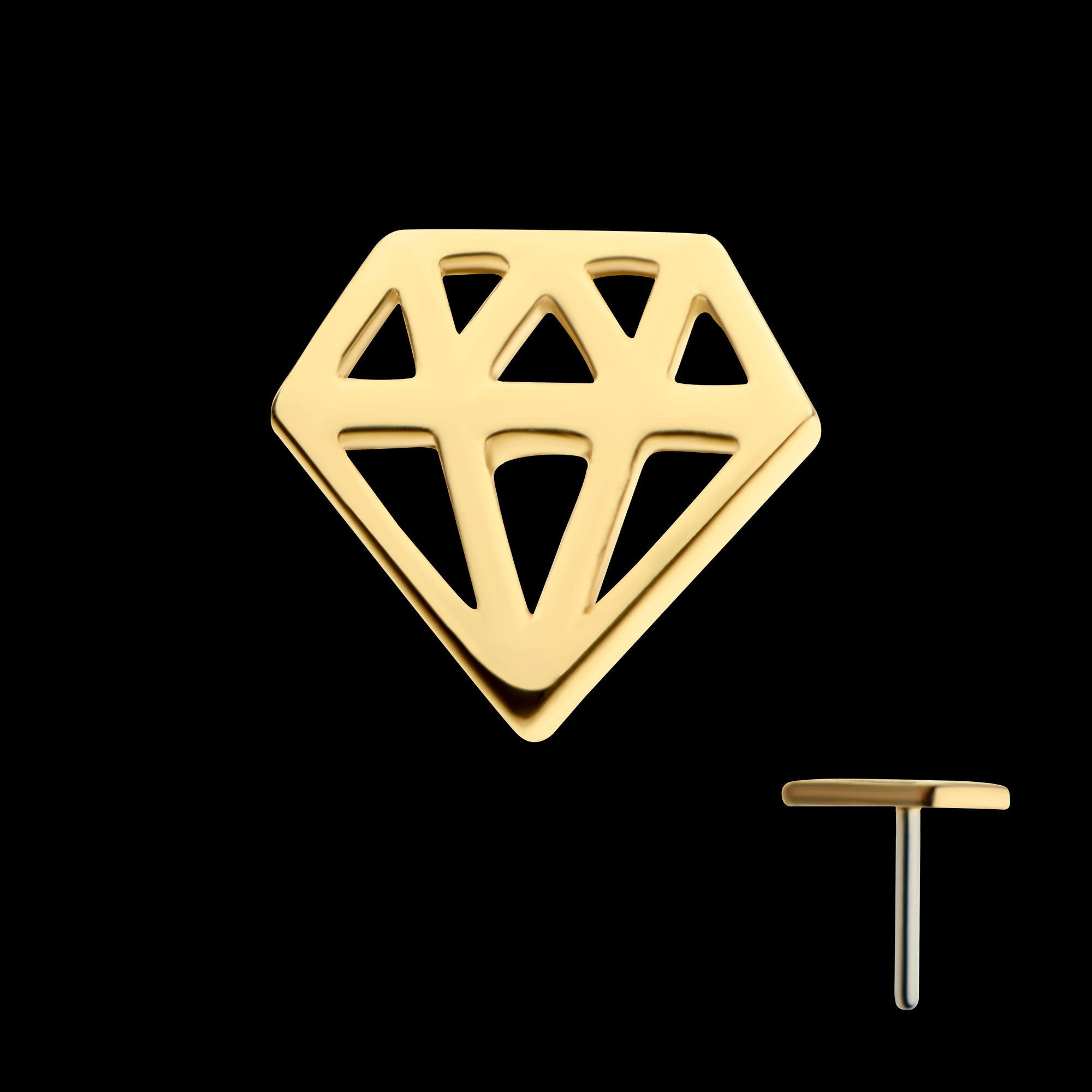 Diamond Symbol Flatback Stud Earring / Nosering - Diamond in 14Kt Gold