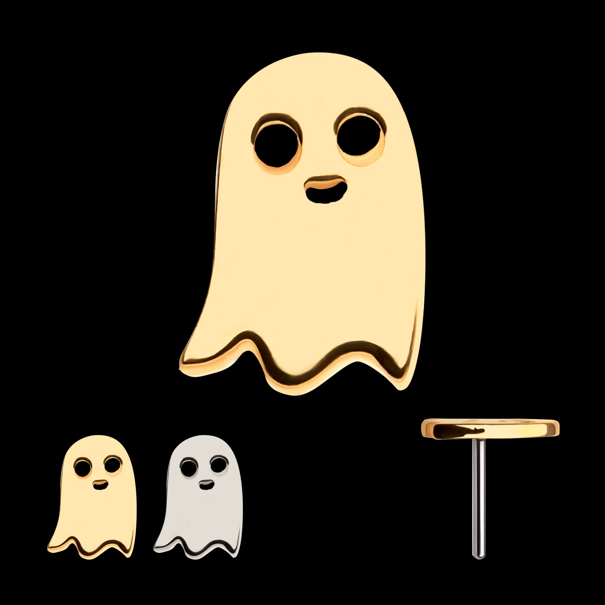 Ghost Flatback Stud Earring / Nosering - 14Kt Gold