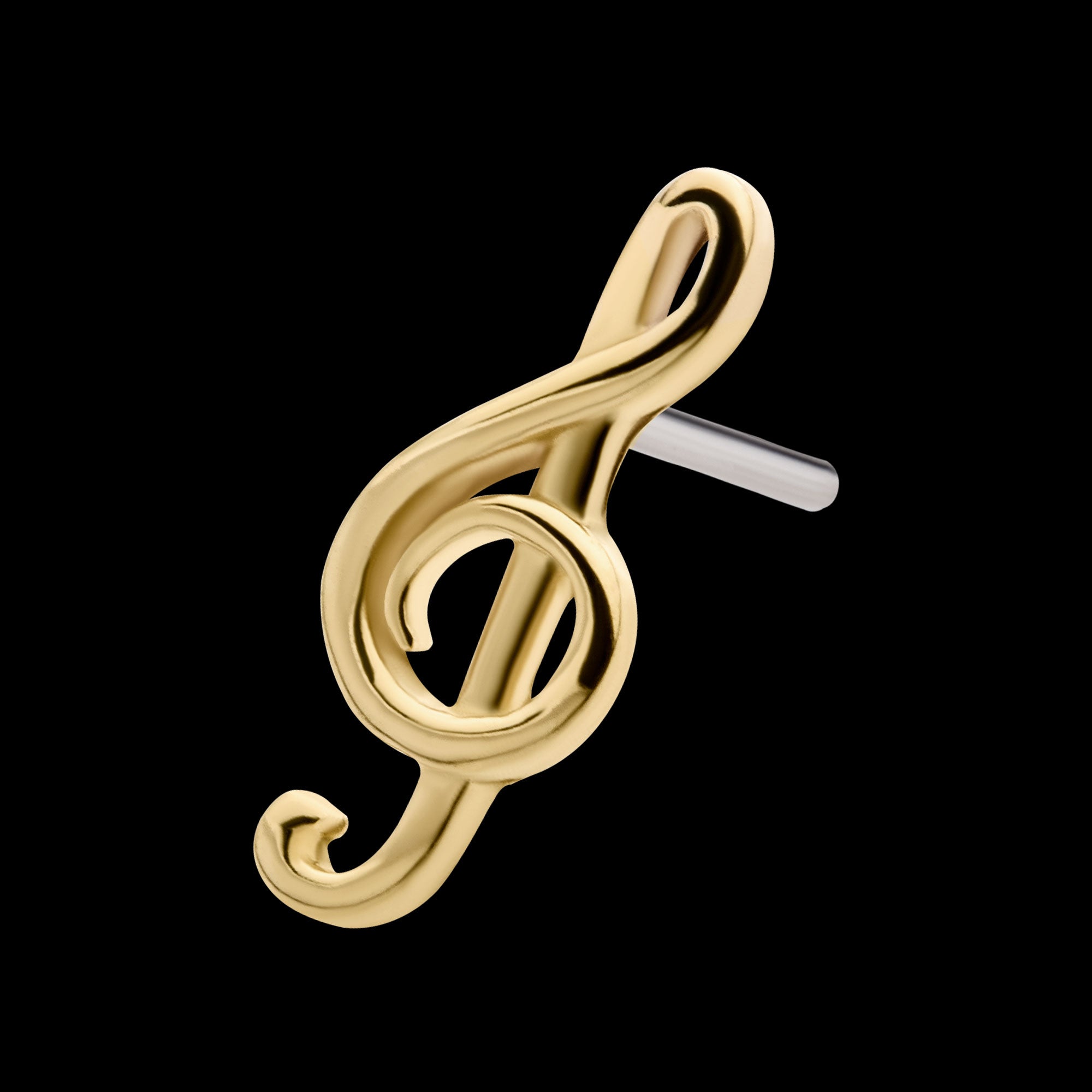G Clef Musical Symbol Flatback Stud Earring / Nosering - 14Kt Yellow Gold