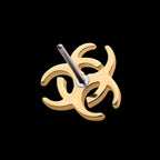 Biohazard Symbol Flatback Stud Earring / Nosering - 14Kt Yellow Gold