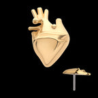 Human Heart Flatback Stud Earring / Nosering - 14Kt Yellow Gold