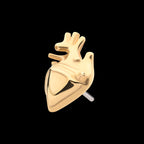 Human Heart Flatback Stud Earring / Nosering - 14Kt Yellow Gold
