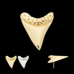 Megalodon Shark Tooth Flatback Stud Earring / Nosering - 14Kt Gold