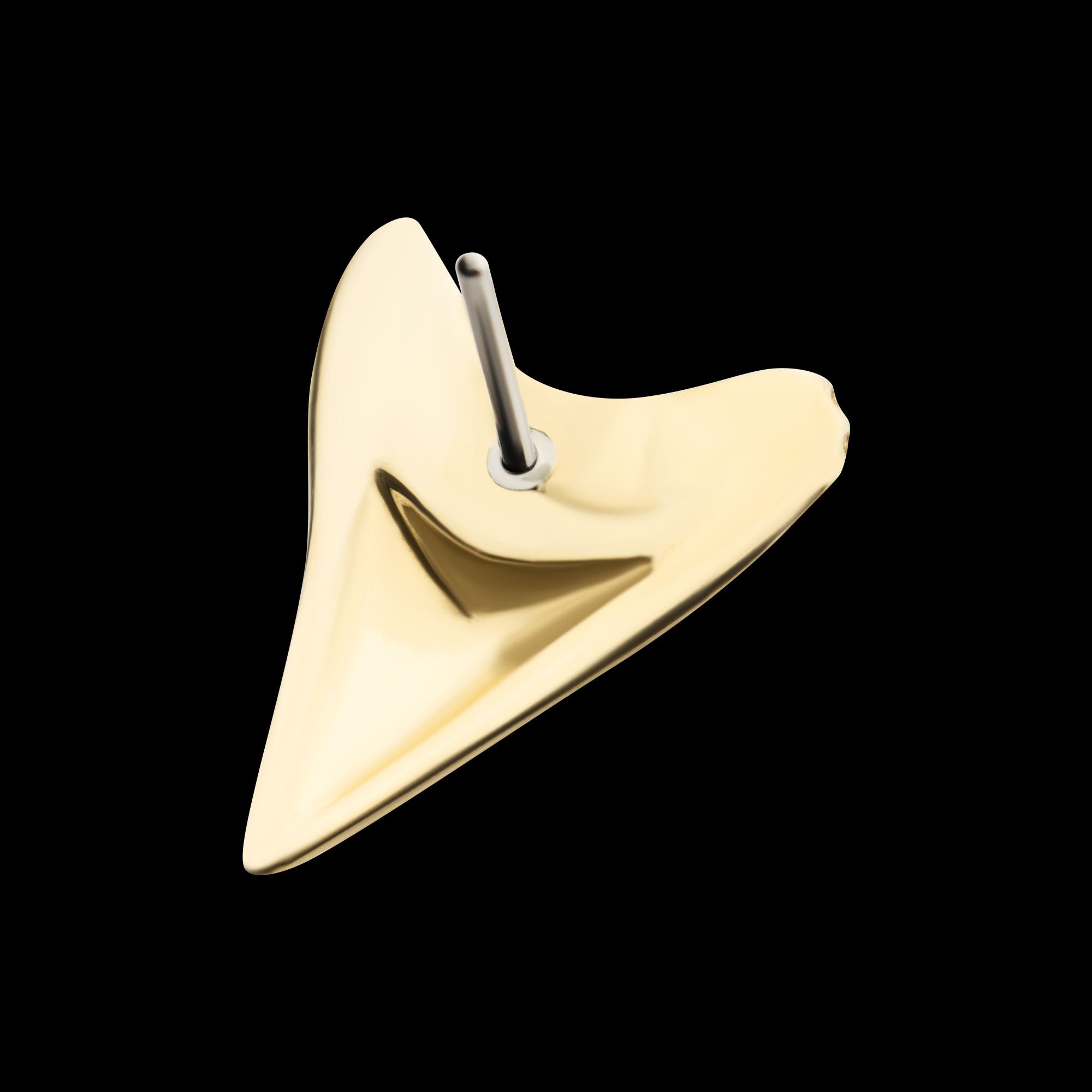 Megalodon Shark Tooth Flatback Stud Earring / Nosering - 14Kt Gold