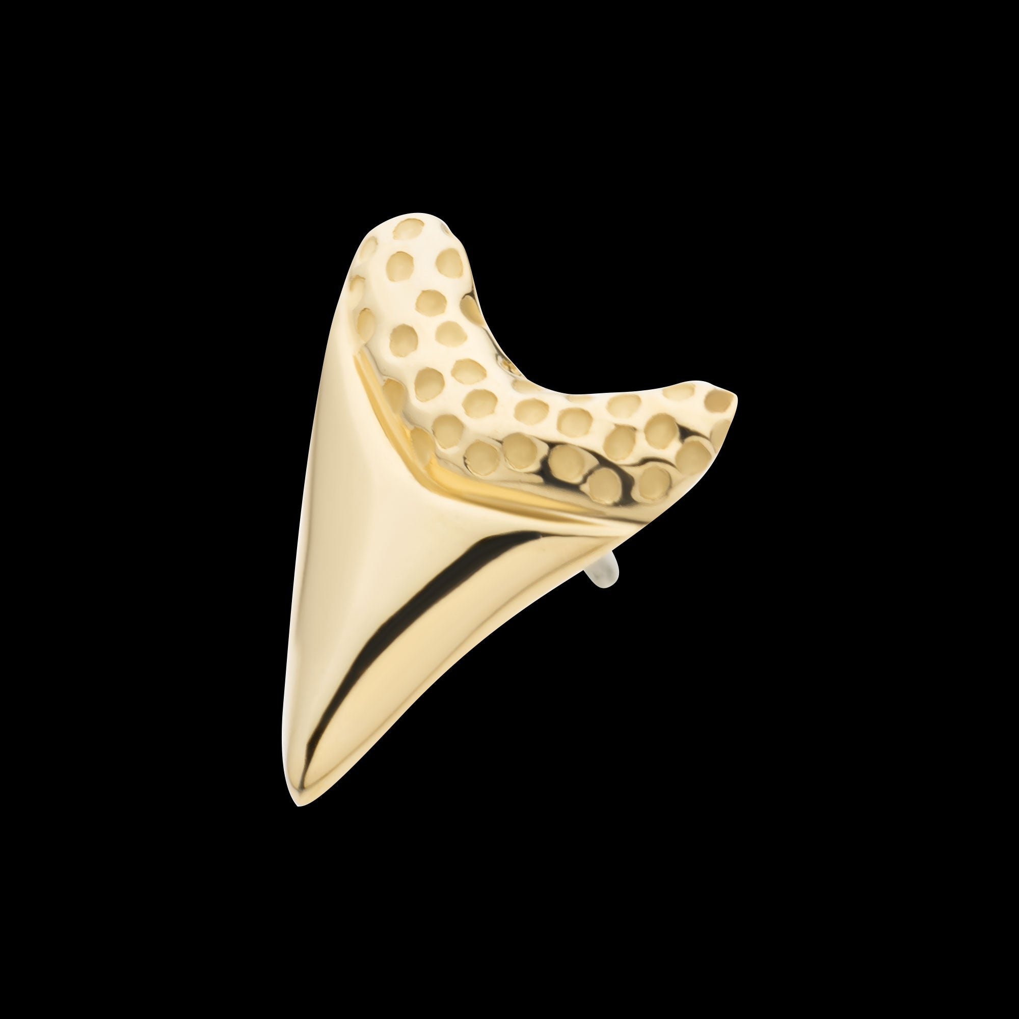 Megalodon Shark Tooth Flatback Stud Earring / Nosering - 14Kt Gold