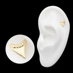 Megalodon Shark Tooth Flatback Stud Earring / Nosering - 14Kt Gold