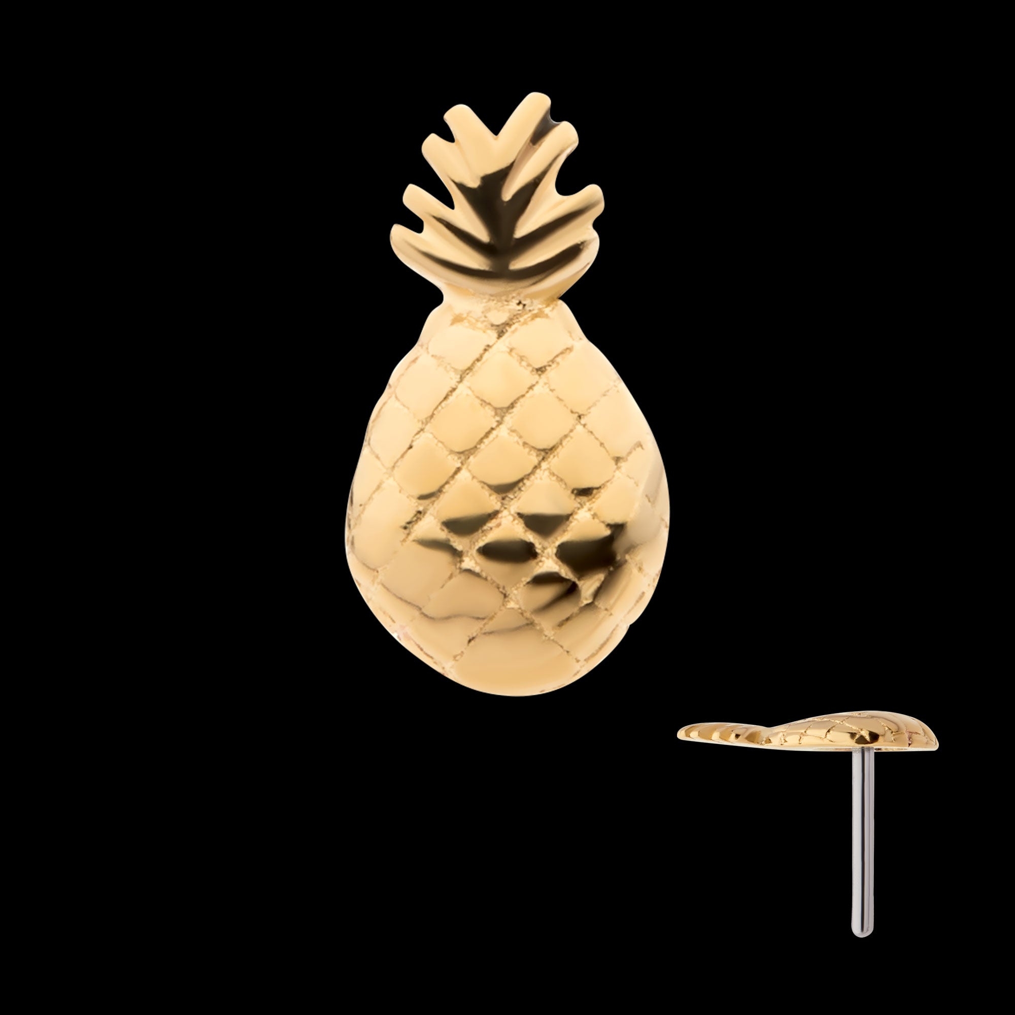 Pineapple Flatback Stud Earring / Nosering - 14Kt Yellow Gold