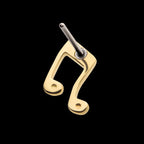 Music Two Eighth Notes Connected with a Beam Flatback Stud Earring / Nosering - 14Kt Yellow Gold