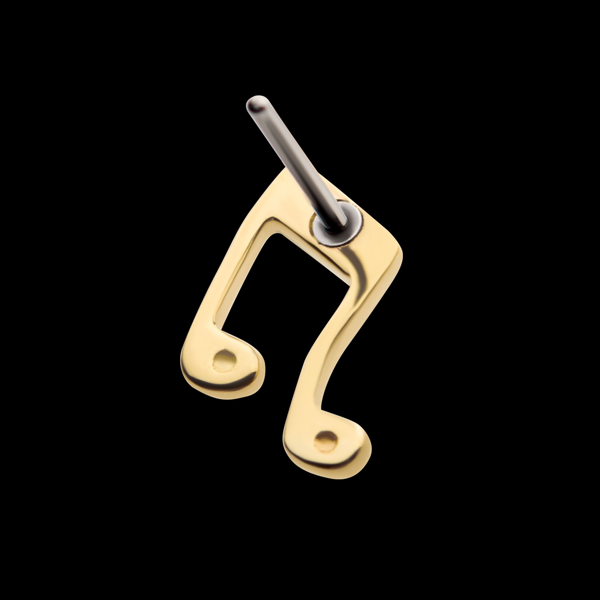 Music Two Eighth Notes Connected with a Beam Flatback Stud Earring / Nosering - 14Kt Yellow Gold