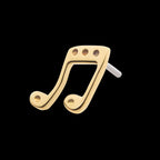 Music Two Eighth Notes Connected with a Beam Flatback Stud Earring / Nosering - 14Kt Yellow Gold