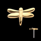 Dragonfly Flatback Stud Earring / Nosering - 14Kt Yellow Gold