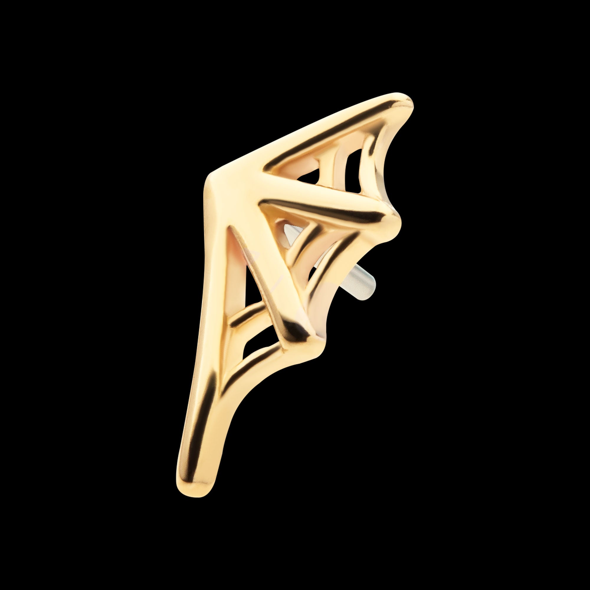 Spiderweb (Right Ear) Flatback Stud Earring / Nosering - 14Kt Gold