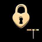 Heart Shaped Lock Flatback Stud Earring / Nosering - 14Kt Yellow Gold