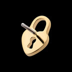 Heart Shaped Lock Flatback Stud Earring / Nosering - 14Kt Yellow Gold