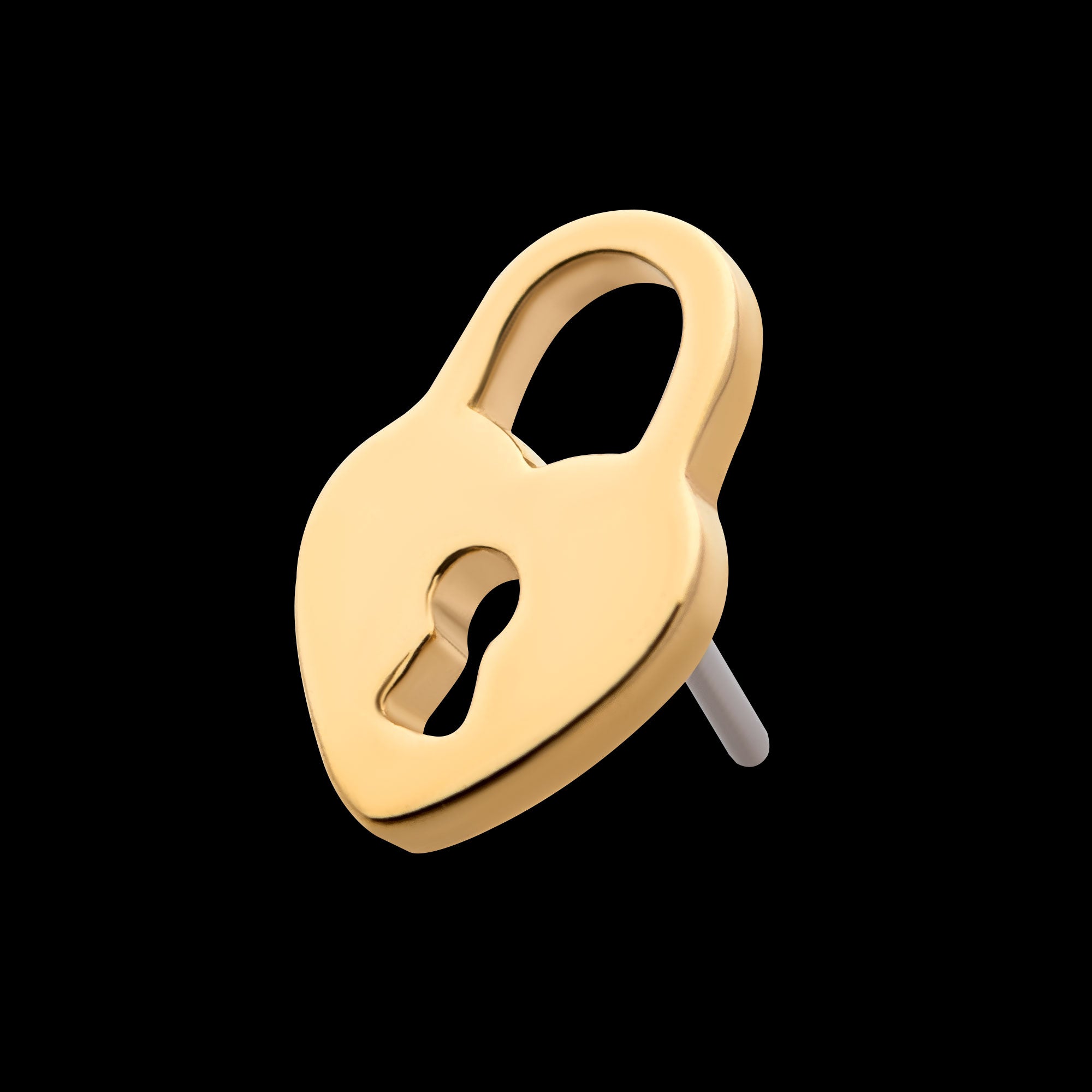 Heart Shaped Lock Flatback Stud Earring / Nosering - 14Kt Yellow Gold