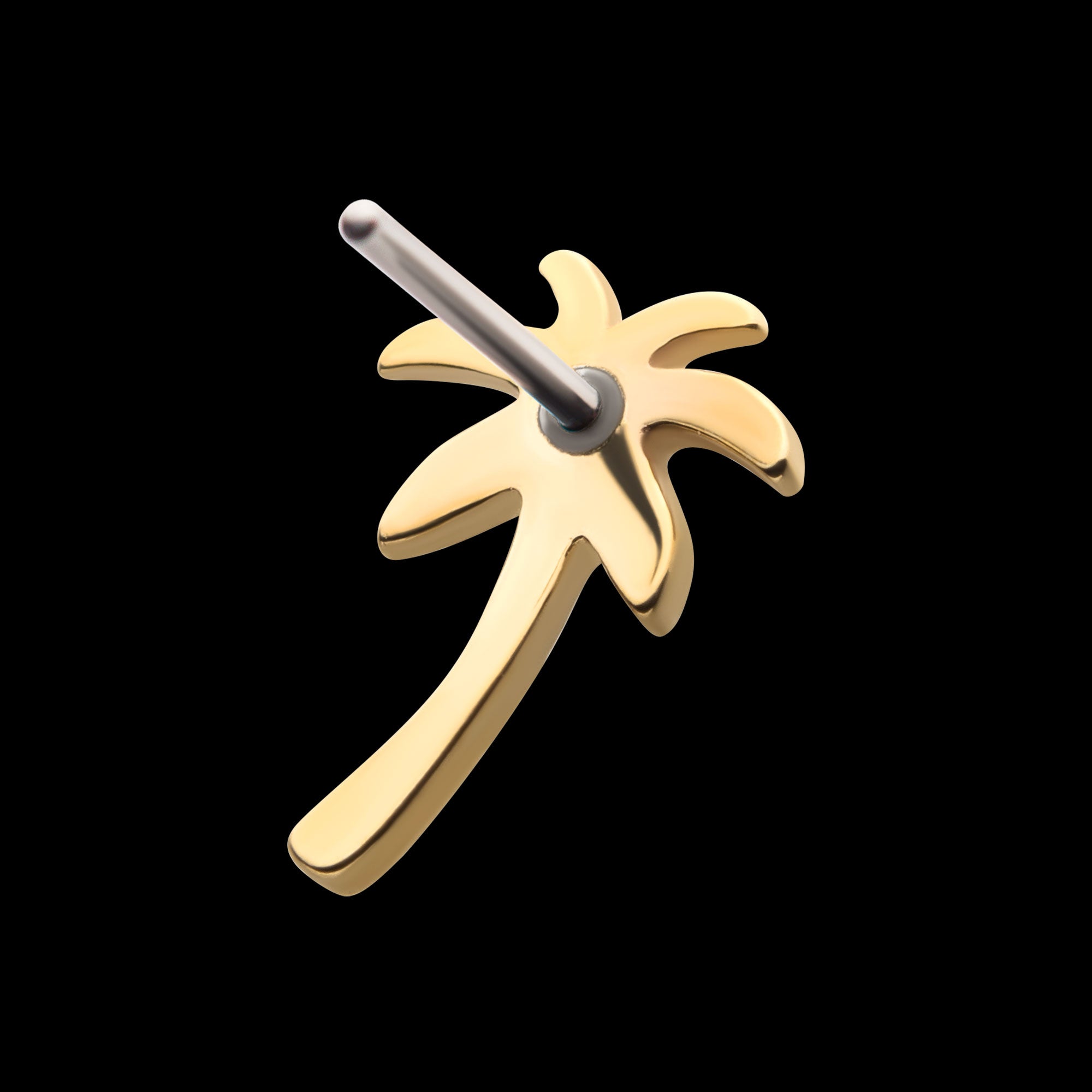 Palm Tree Flatback Stud Earring / Nosering - 14Kt Yellow Gold