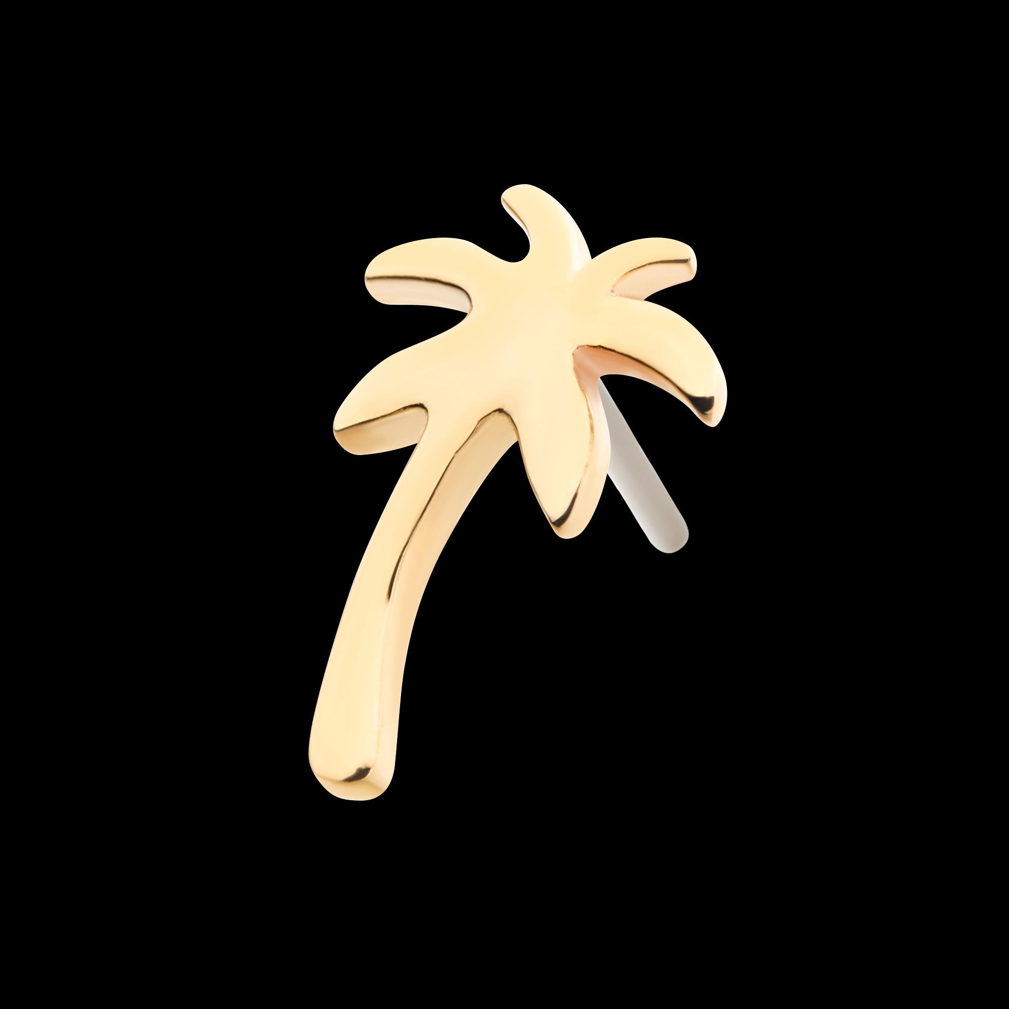 Palm Tree Flatback Stud Earring / Nosering - 14Kt Yellow Gold
