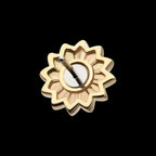 Prong Set Round White Opal Sunflower Flatback Stud Earring / Nosering - White Opal & Opal in 14Kt Yellow Gold