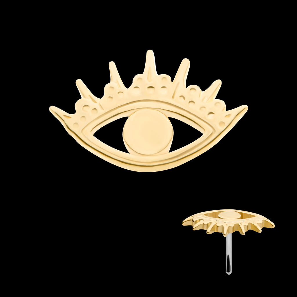 Evil Eye Flatback Stud Earring / Nosering - 14Kt Yellow Gold