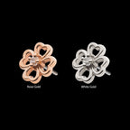 Prong Set Clear CZ 4-Leaf Clover Flatback Stud Earring / Nosering - Clear CZ in 14Kt Gold