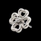 Prong Set Clear CZ 4-Leaf Clover Flatback Stud Earring / Nosering - Clear CZ in 14Kt Gold
