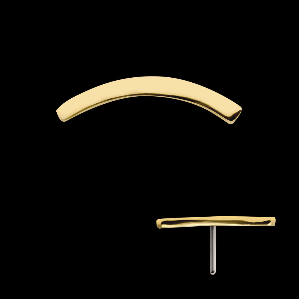 Curved Bar Flatback Stud Earring / Nosering - 14Kt Yellow Gold