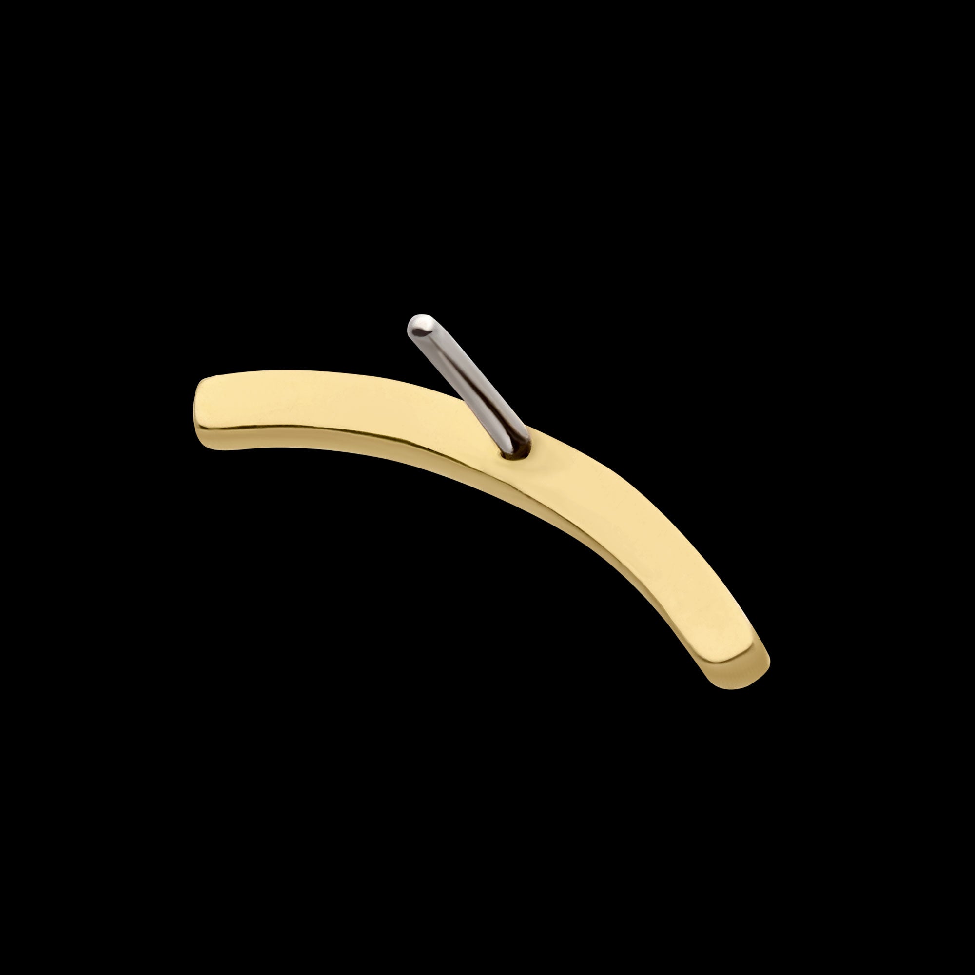 Curved Bar Flatback Stud Earring / Nosering - 14Kt Yellow Gold