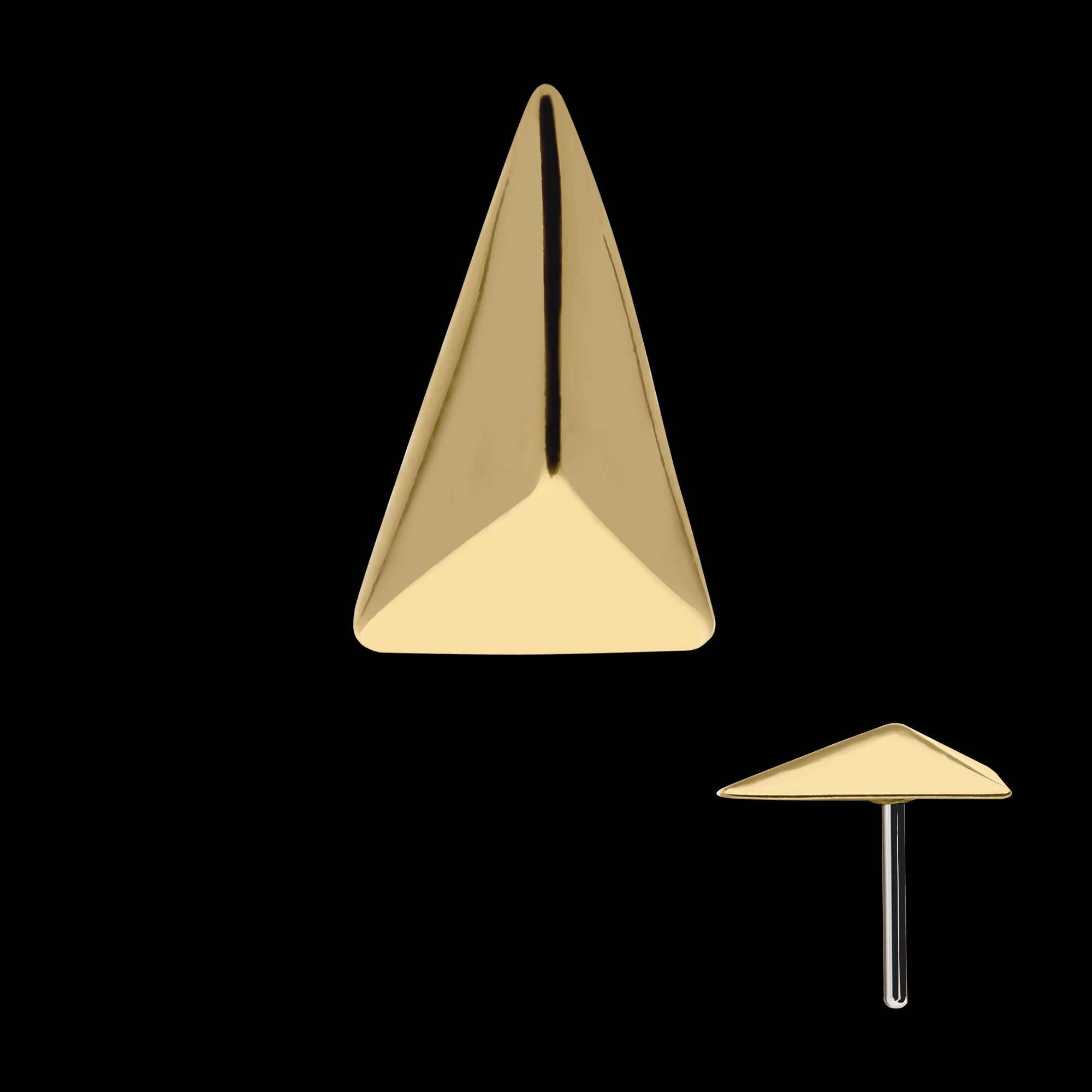 Tall Pyramid Flatback Stud Earring / Nosering - 14Kt Yellow Gold