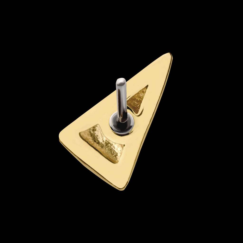 Tall Pyramid Flatback Stud Earring / Nosering - 14Kt Yellow Gold