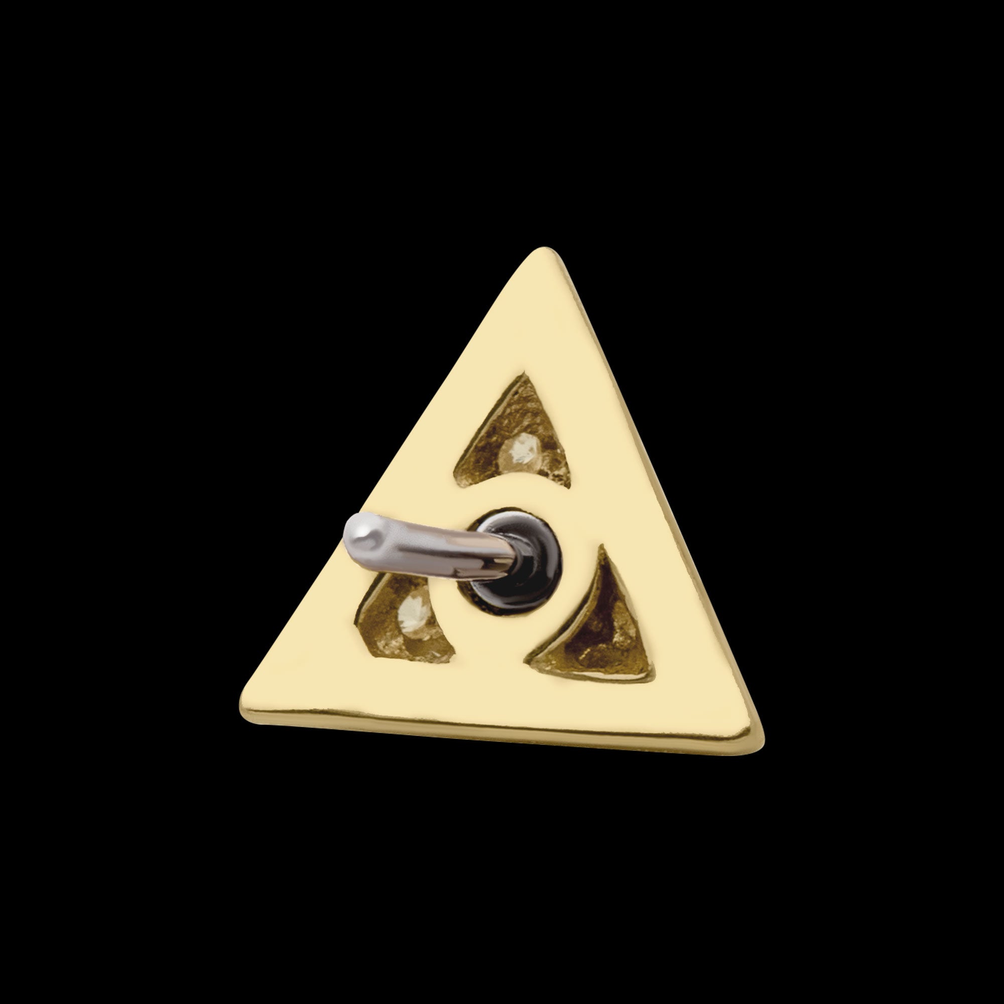 Prong Set CZ Short Pyramid Flatback Stud Earring / Nosering - CZ in 14Kt Yellow Gold