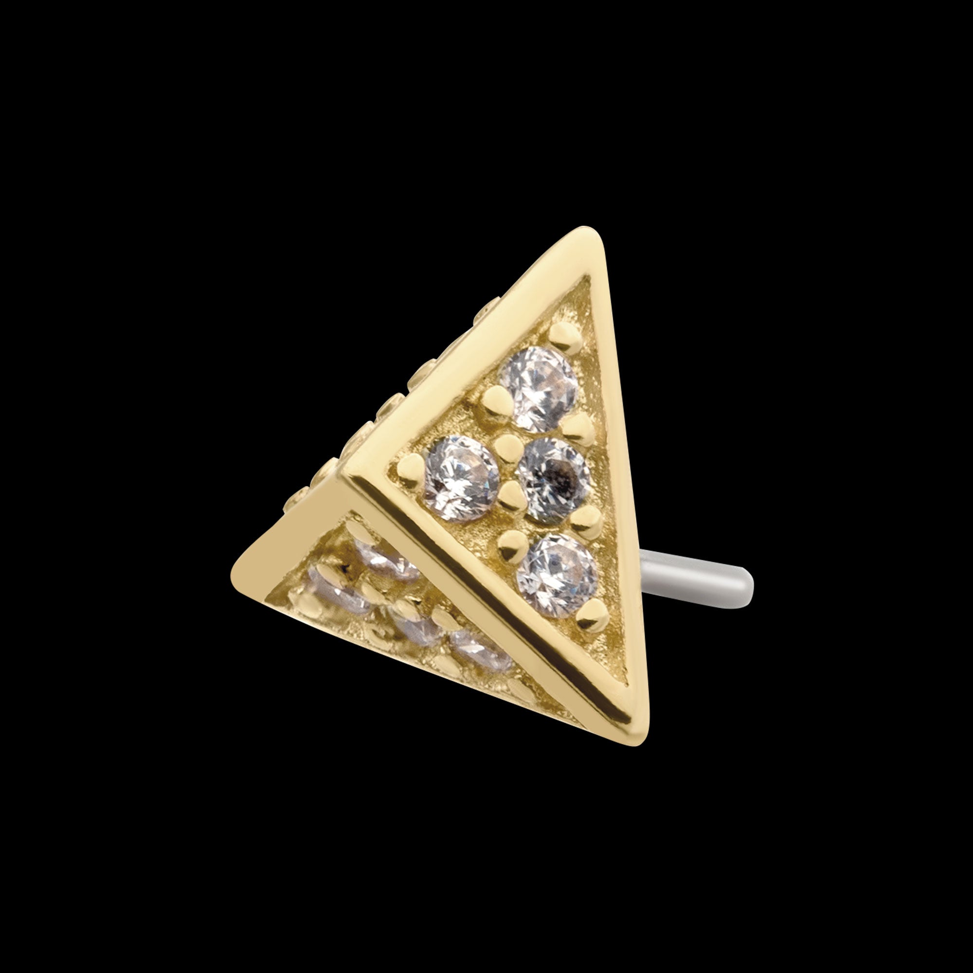 Prong Set CZ Short Pyramid Flatback Stud Earring / Nosering - CZ in 14Kt Yellow Gold