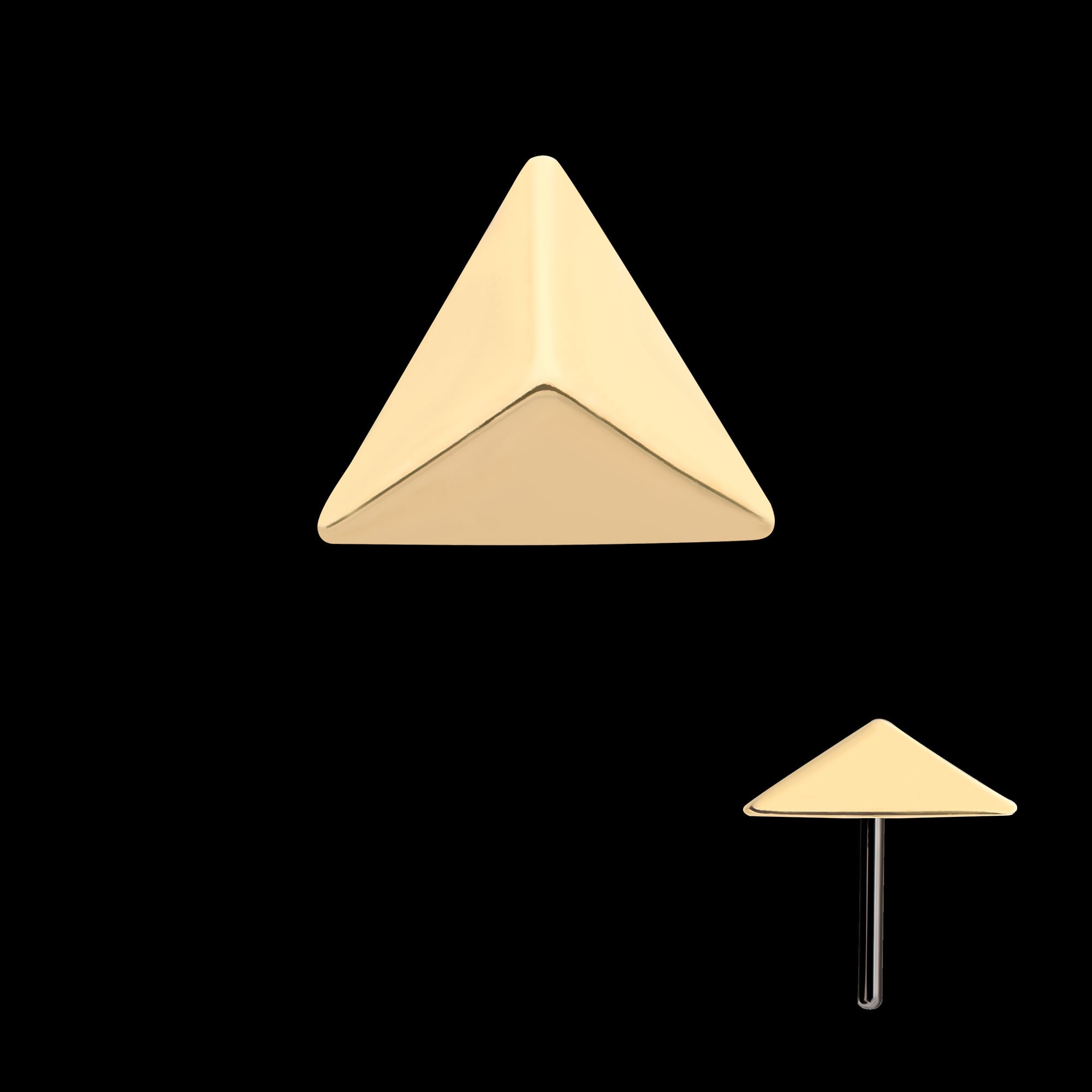 Short Pyramid Flatback Stud Earring / Nosering - 14Kt Yellow Gold